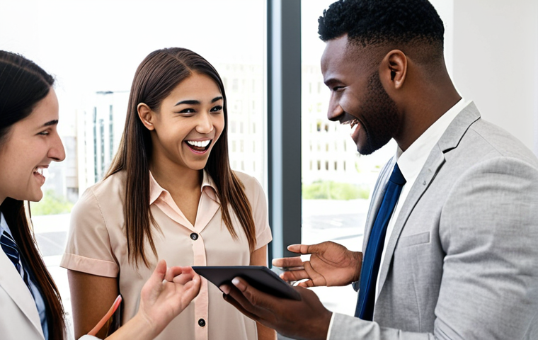 **A diverse group of students enthusiastically engaging with a career counselor in a modern, bright office. The counselor is using a tablet to show them different career paths and opportunities. Focus on positive expressions and a supportive atmosphere.**