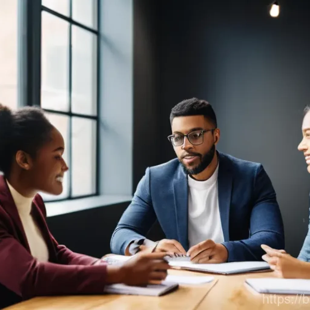 직업상담사와 공공기관 진출 - **Prompt:** A diverse group of young adults, dressed in smart casual attire, engaging in an interact...