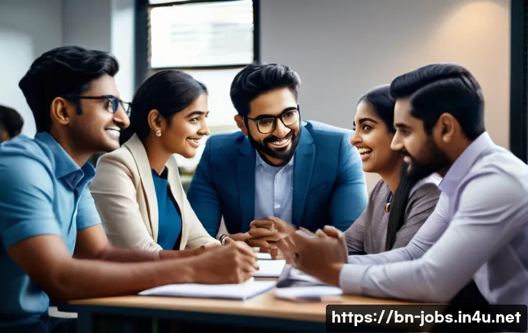 직업상담사와 인사관리 연결성 - A professional office setting featuring a diverse group of Bengali employees engaged in a collaborat...