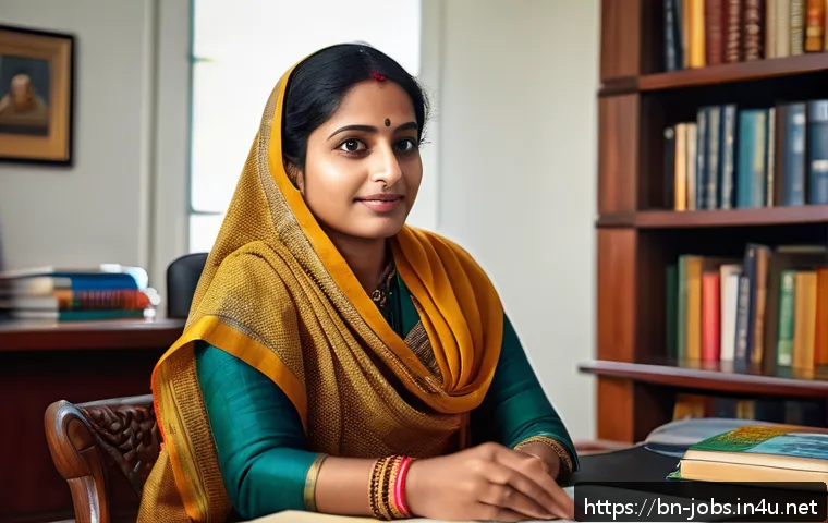 직업상담사 수입과 직업 만족도 - A professional career counselor sitting in a cozy, well-lit office decorated with Bengali cultural e...